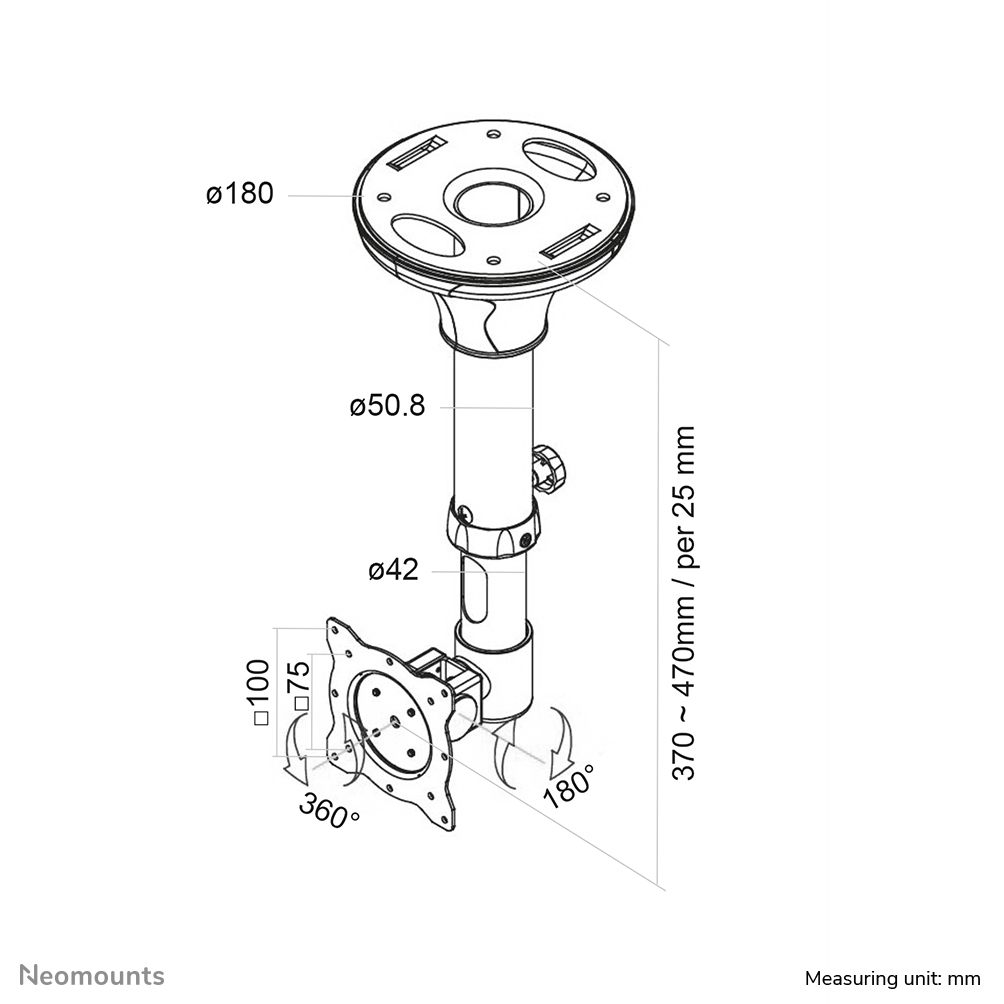 Neomounts monitor plafondsteun